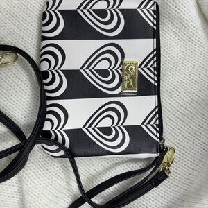 Black and White Betsy Johnson Patterned Crossbody Bag